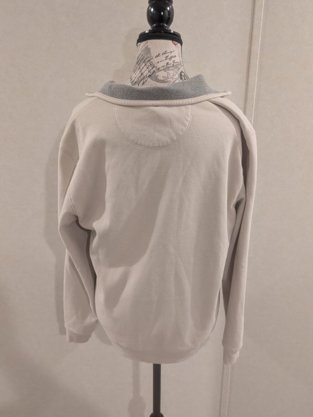Van Heusen Flex Men's 1/4 Zip Pullover Sweatshirt Medium Cream Tan Fleece - Picture 7 of 9